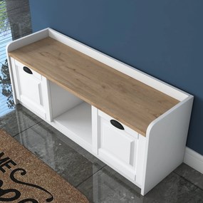 Παπουτσοθήκη Λευκό / Καρυδιά P 120x40x45