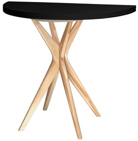 Τραπέζι Επεκτεινόμενο Jubi JUBITEXHRBLACK Φ90x75cm Natural-Black Mdf,Ξύλο
