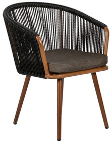 Πολυθρόνα Κήπου LOFOI Μαύρο/Καφέ Αλουμίνιο/Rattan 60x62x81cm - 14840010 - 14840010