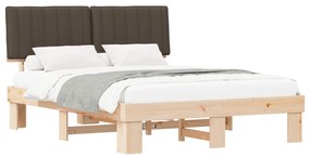 vidaXL Σκελετός Κρεβατιού με Επενδεδυμένο Κεφαλάρι Taupe 160 x 200 cm