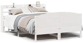 vidaXL Σκελετός Κρεβ. Χωρίς Στρώμα Λευκό 135x190 εκ Μασίφ Πεύκο