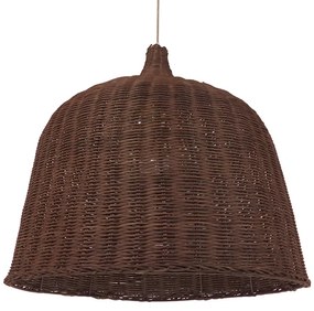 01369 GloboStar®  BAHAMAS 01369 Boho Κρεμαστό Φωτιστικό Καμπάνα Μονόφωτο 1 x E27 IP20 Καφέ Ξύλο - Μ60 x Π60 x Υ60cm