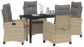 vidaXL Σέτ φαγητού για κήπο 5 pcs Μπεζ συνθετικό ρατάν