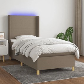 ΚΡΕΒΑΤΙ BOXSPRING ΜΕ ΣΤΡΩΜΑ &amp; LED TAUPE 80X200 ΕΚ. ΥΦΑΣΜΑΤΙΝΟ 3138673