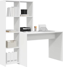 vidaXL Γραφείο με ράφι Λευκό 138,5 x 55 x 143 εκ Επεξεργασμένο ξύλο