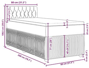 Κρεβάτι Boxspring με Στρώμα Σκούρο Καφέ 80x200 εκ. Υφασμάτινο - Καφέ