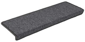 vidaXL Πατάκια Σκαλοπατιών 15 τεμ. Σκούρο Γκρι 65x21x4 εκ. με Ορθογώνια Άκρη