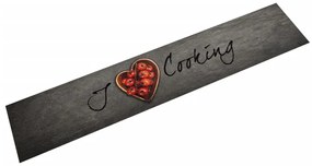 Χαλί Κουζίνας Πλενόμενο Επιγραφή Cooking 60x300 εκ. Βελούδο - Γκρι