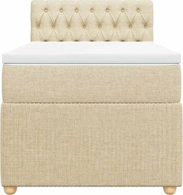 vidaXL Κρεβάτι Boxspring με Στρώμα Κρεμ 100 x 200 εκ. Υφασμάτινο