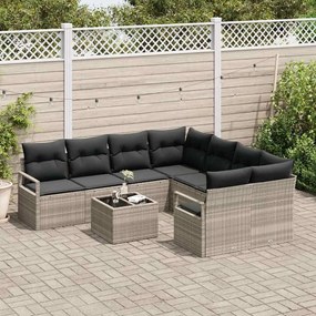 vidaXL Σετ Καναπέ Κήπου 9 pcs Ανοιχτό γκρι, Μαύρο 55 x 55 x 37 εκ