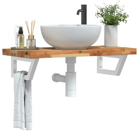 Ράφι Νιπτήρα Τοίχου από Ατσάλι / Μασίφ Ξύλο Ακακίας