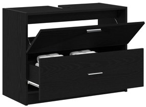 vidaXL Ντουλάπα Νιπτήρα Μαύρη Δρύς 78x37x59 εκ Επεξεργασμένο Ξύλο