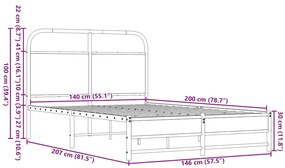 Πλαίσιο Κρεβατιού Χωρ. Στρώμα Καφέ Δρυς 140x200εκ. Επ. Ξύλο - Καφέ