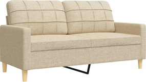 vidaXL Πολυθρόνες Σετ 3 Τεμαχίων Κρεμ από Ύφασμα με Υποπόδια