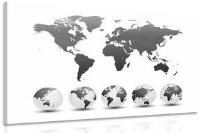 Σφαίρες εικόνας με παγκόσμιο χάρτη σε ασπρόμαυρο - 90x60