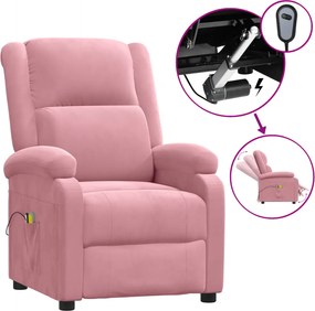 vidaXL Πολυθρόνα Μασάζ Ηλεκτρική Ροζ Βελούδινη