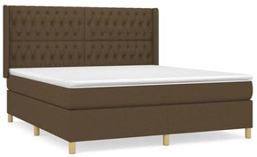 Κρεβάτι Boxspring με Στρώμα Σκούρο Καφέ 180x200 εκ Υφασμάτινο - Καφέ