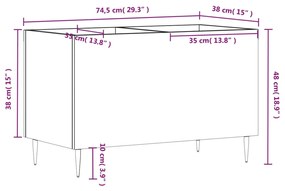 Δισκοθήκη Μαύρη 74,5 x 38 x 48 εκ. από Επεξεργασμένο Ξύλο - Μαύρο