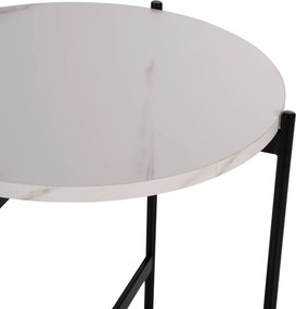 ΒΟΗΘΗΤΙΚΟ ΤΡΑΠΕΖΙ HM9589.05 MDF ΛΕΥΚΟ ΜΑΡΜΑΡΟ-ΜΑΥΡΗ ΜΕΤΑΛΛΙΚΗ ΒΑΣΗ Φ50x55Υεκ.