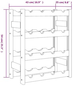 vidaXL Ραφιέρα Κρασιών για 16 Μπουκάλια Μαύρο από Μασίφ Ξύλο Πεύκου