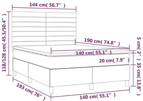 Κρεβάτι Boxspring με Στρώμα Σκούρο Καφέ 140x190 εκ. Υφασμάτινο - Καφέ