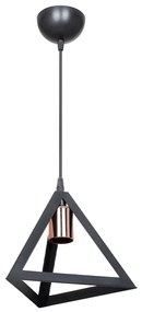GloboStar® TRIANGLE 203-0161 Μοντέρνο Κρεμαστό Φωτιστικό Καμπάνα Μονόφωτο 1 x E27 IP20 Μάυρο με Χρυσό Πλαστικό - Μ24 x Π24 x Υ86cm