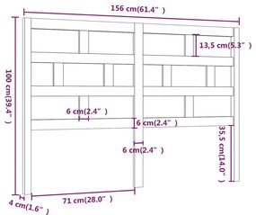 Κεφαλάρι κρεβατιού Γκρι 156x4x100 εκ. από Μασίφ Ξύλο Πεύκου - Γκρι