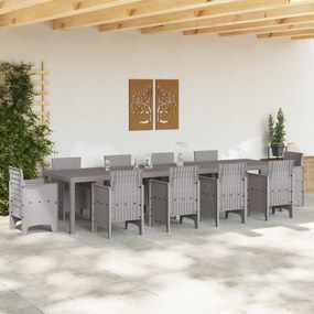 vidaXL Τραπέζι Κήπου Ανοιχτό Γκρι 350x100x73 cm Poly Rattan