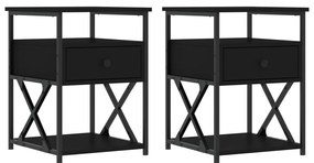 vidaXL Κομοδίνα 2 τεμ. Μαύρα 40 x 42 x 55 εκ. από Επεξεργασμένο Ξύλο