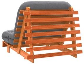 Καναπές Κρεβάτι Futon με Στρώμα 100x206x11εκ. Μασίφ Ξύλο Πεύκου - Καφέ