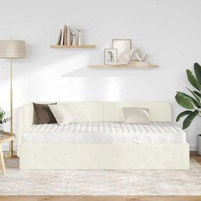 vidaXL Κρεβάτι Γωνίας Κρεμ 100 x 200 cm Βελούδο