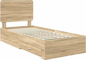 vidaXL Σκελετός Κρεβατιού Δρύς Sonoma 75 x 190 cm Επεξεργασμένο ξύλο