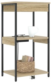 vidaXL Κομοδίνο με Σταθμό Φόρτισης Sonoma Δρυς Επεξεργασμένο ξύλο