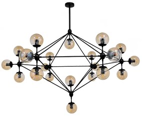 01638 GloboStar® GLOBOSTAR® SENTINEL 01638 Μοντέρνο Φωτιστικό Οροφής με Ντουί 21 x E27 AC 220-240V IP20 - Μαύρο &amp; Μελί - Μ170 x Π170 x Υ136cm