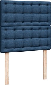 vidaXL Κρεβάτι Boxspring με Στρώμα Μπλε 90x200 εκ.Υφασμάτινο