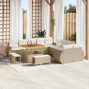 vidaXL Σετ Καναπέ Κήπου 13 pcs Μπεζ συνθετικό ρατάν