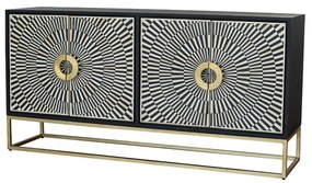 Artekko Μπουφές  160x40x80 δίπορτος μάυρος-λευκός με χρυσή μεταλλική βάση