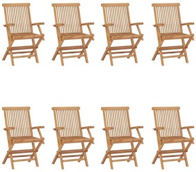 vidaXL Καρέκλες Κήπου Πτυσσόμενες 8 τεμ. από Μασίφ Ξύλο Teak