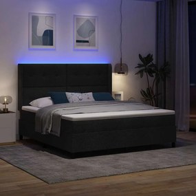 vidaXL LED Κρεβάτι με βάθρο με κεφαλάρι Μαύρο 180 x 200 cm ύφασμα