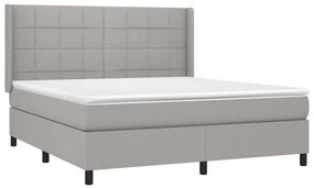 Κρεβάτι Boxspring με Στρώμα Ανοιχτό Γκρι 180x200 εκ. Υφασμάτινο - Γκρι