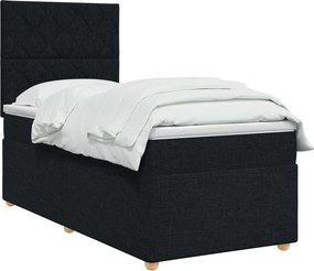 vidaXL Κρεβάτι box spring με στρώμα Μαύρο 90 x 190 cm Ύφασμα