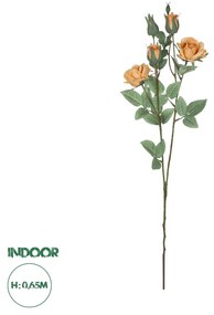 GloboStar® Artificial Garden SALMON ROSE BRANCH 21149 Τεχνητό Διακοσμητικό Κλαδί Σαμπανιζέ Τριαντάφυλλο Y65cm