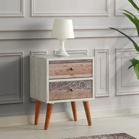 Κομοδίνο Λευκό / Καρυδί FRELA 40x35x55