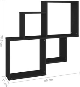 vidaXL Ράφι Κύβος Τοίχου Μαύρο 80 x 15 x 78,5 εκ. από Επεξ. Ξύλο