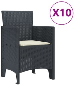 vidaXL Σετ Τραπεζαρίας Κήπου 11 Τεμαχίων με Μαξιλάρια Ανθρακί Πολυ Ράταν