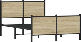 vidaXL Σκελετός Κρεβ. Χωρίς Στρώμα Sonoma Δρυς 120x200 εκ. Μεταλλικό