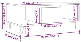 Τραπεζάκι Σαλονιού Καφέ Δρυς 90x50x36,5 εκ. Επεξεργασμ. Ξύλο - Καφέ