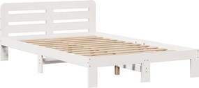 vidaXL Κρεβάτι Βιβλιοθήκη Χωρίς Στρώμα Λευκό 135x190 εκ Μασίφ Πεύκο