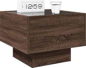 vidaXL Κομοδίνο Άπειρο Φως LED Καφέ Δρυς 40x40x30 εκ.