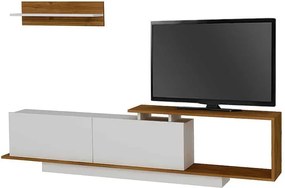 Έπιπλο τηλεόρασης Novara λευκό - καρυδί 180x29x45εκ